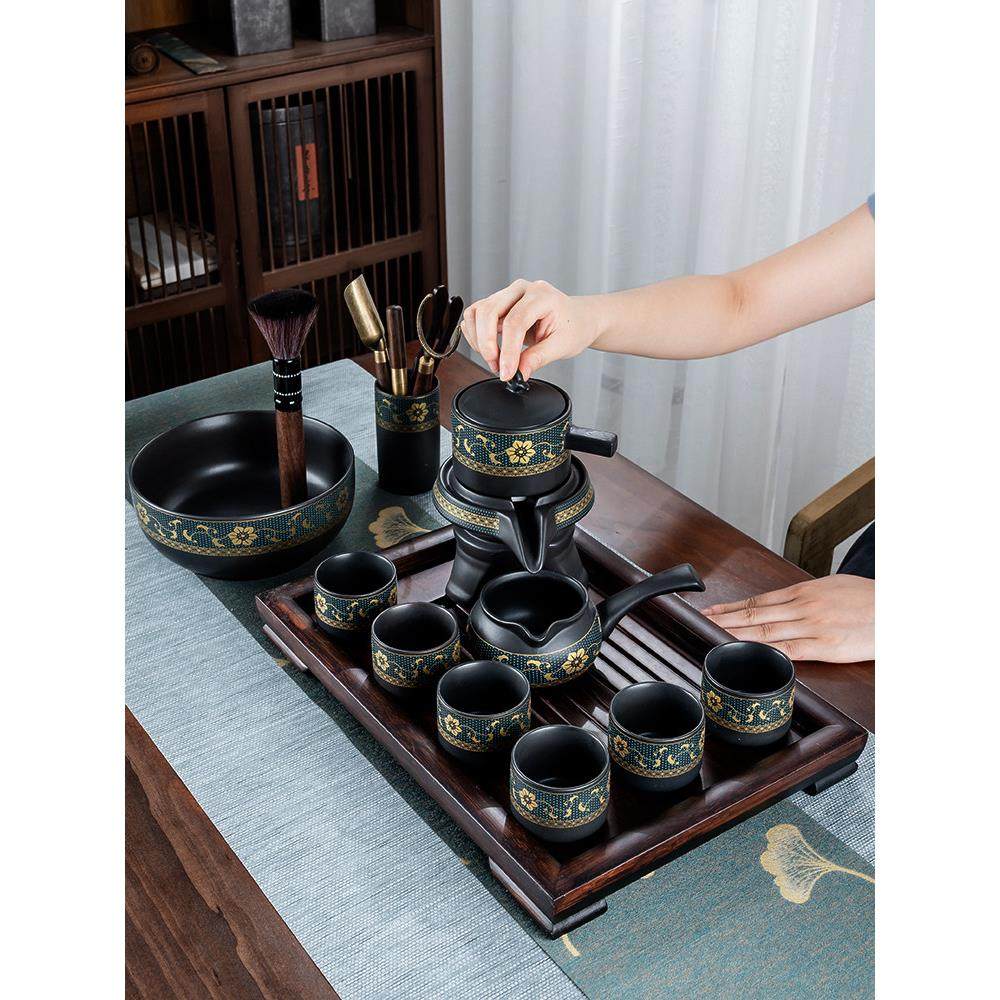 石磨茶具茶盘套装家用懒人旋转出水泡茶壶功夫茶杯礼盒可定制LOGO,餐饮具,功夫茶具,淘宝优惠券,粉丝福利购,淘宝优惠卷