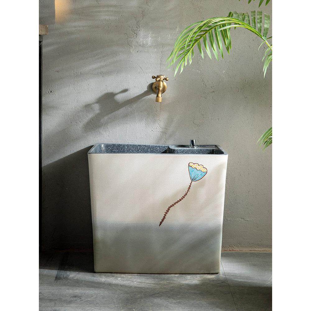 户外庭院拖把池陶瓷墩布池卫生间地盆拖布池落地式阳台艺术槽池盆,家装主材,拖把池,淘宝优惠券,粉丝福利购,淘宝优惠卷