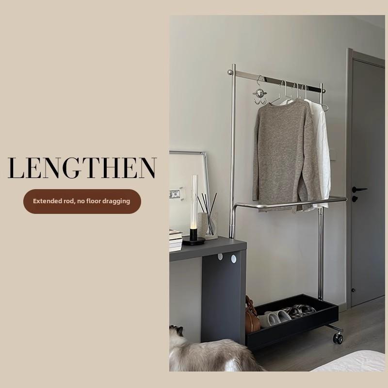 覆古卧室家用可移动收纳架中古落地多功能简约轻奢不锈钢衣帽架
