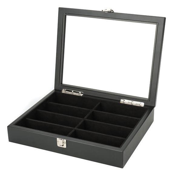 高档木质玻璃天窗8格眼镜盒复古手串链展示收藏首饰收纳盒包邮