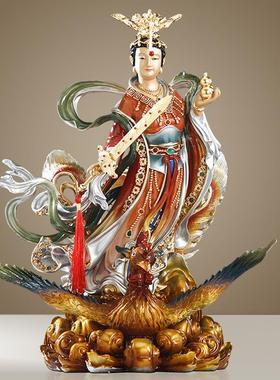台湾全铜九天玄女神像家用九天娘娘像碧霞元君铜像佛堂桌面摆件