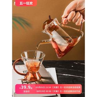 家用高硼硅耐高温茶水分离泡茶杯 玻璃茶壶红茶壶个人专用茶具套装