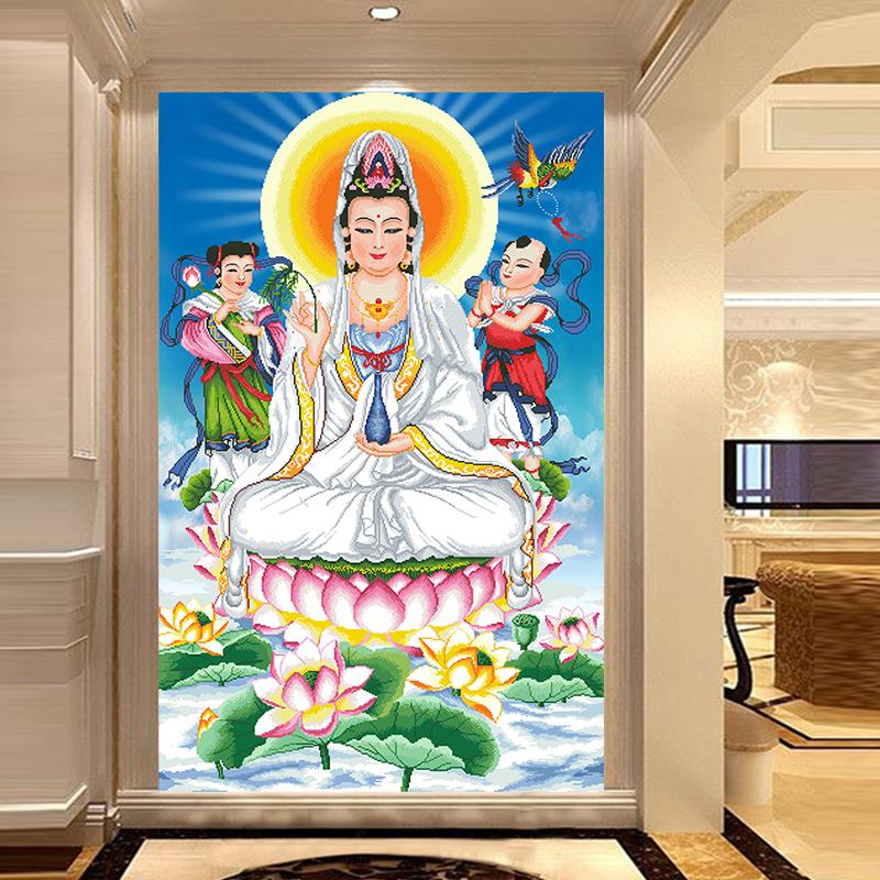 5d异形炫彩钻石画满钻客厅贴钻十字绣2024新款玄关观音菩萨钻石绣