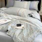 夏季 A类母婴级天丝浮雕刺绣夏被四件套冰丝裸睡空调被可机洗凉感4