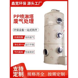 Pp喷雾塔卧式废气处理环保设备吸附塔工业空气水洗涤聚酯脱臭除臭