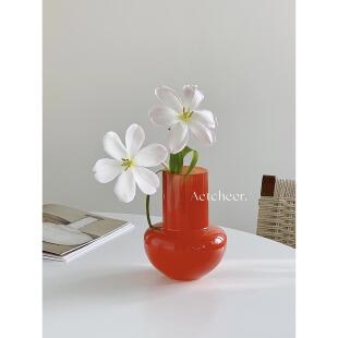创意百合郁金香特别玻璃花瓶装饰品客厅桌花插花水文化小众高端中
