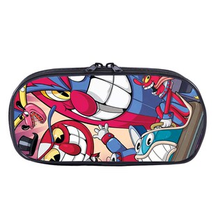 茶杯头卡通儿童铅笔盒小学生文具盒帆布笔袋大容量男工具包