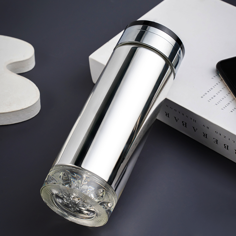 双层玻璃杯隔热内胆保温杯男女士可携式商务镀银大容量茶杯水晶水