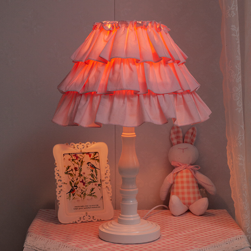 公主可爱少女蛋糕裙布艺台灯卧室床头儿童房装饰女孩欧式客厅卡通