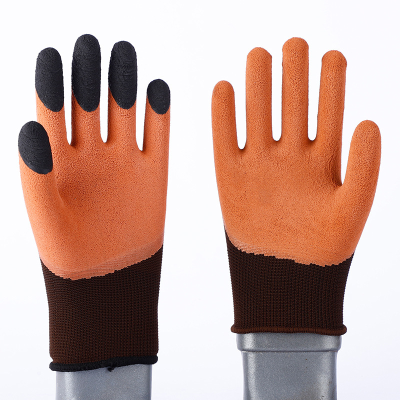 大显身手D419发泡手套绿线黑胶透气舒适耐磨防滑浸胶劳保工地工作