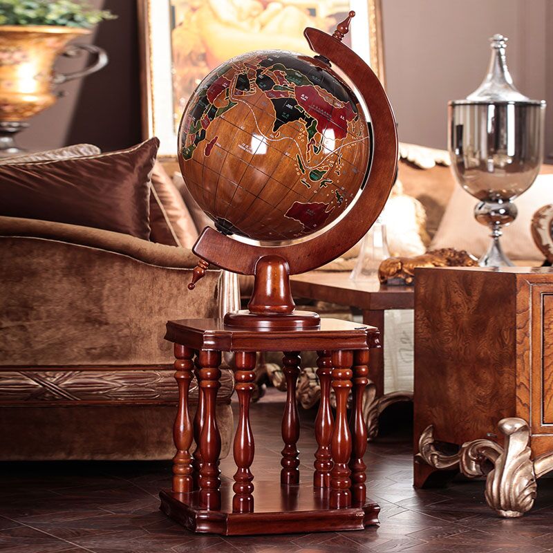 实木地球仪 落地摆件 办公室桌面装饰品 送学校 乔迁开业礼品