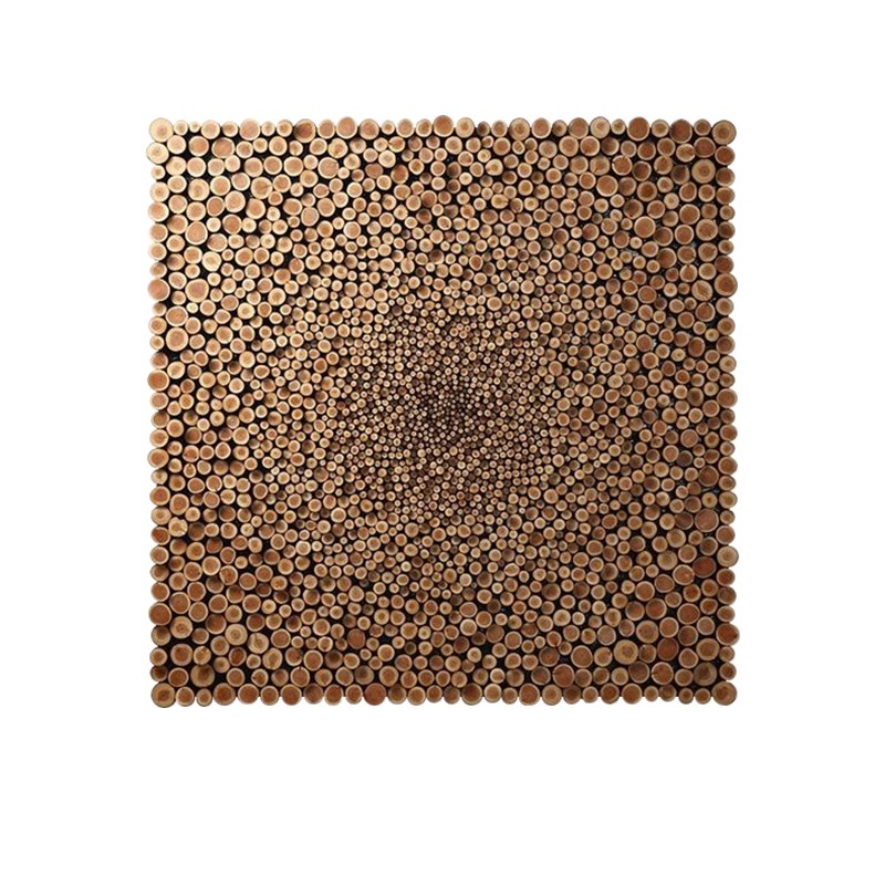 诧寂赤贫风餐厅装饰画立体马赛克实木装置画小众木头卧室床头挂画