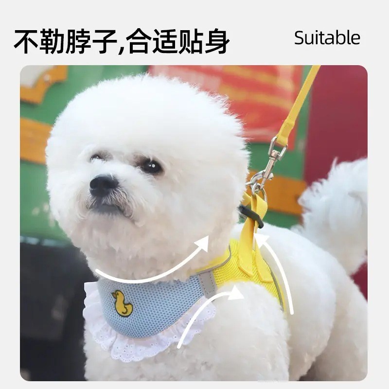 网红小狗狗牵引绳小型犬背心式牵狗遛狗绳比熊泰迪宠物背带防挣脱