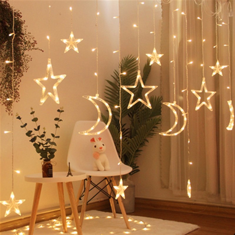led星星窗帘灯清吧酒吧节日氛围灯串奶茶店橱窗阳台婚庆装饰彩灯