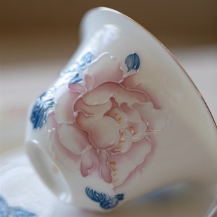 有田烧手绘牡丹红妆二才盖碗陶瓷家用功夫茶具泡茶杯女 梵汝