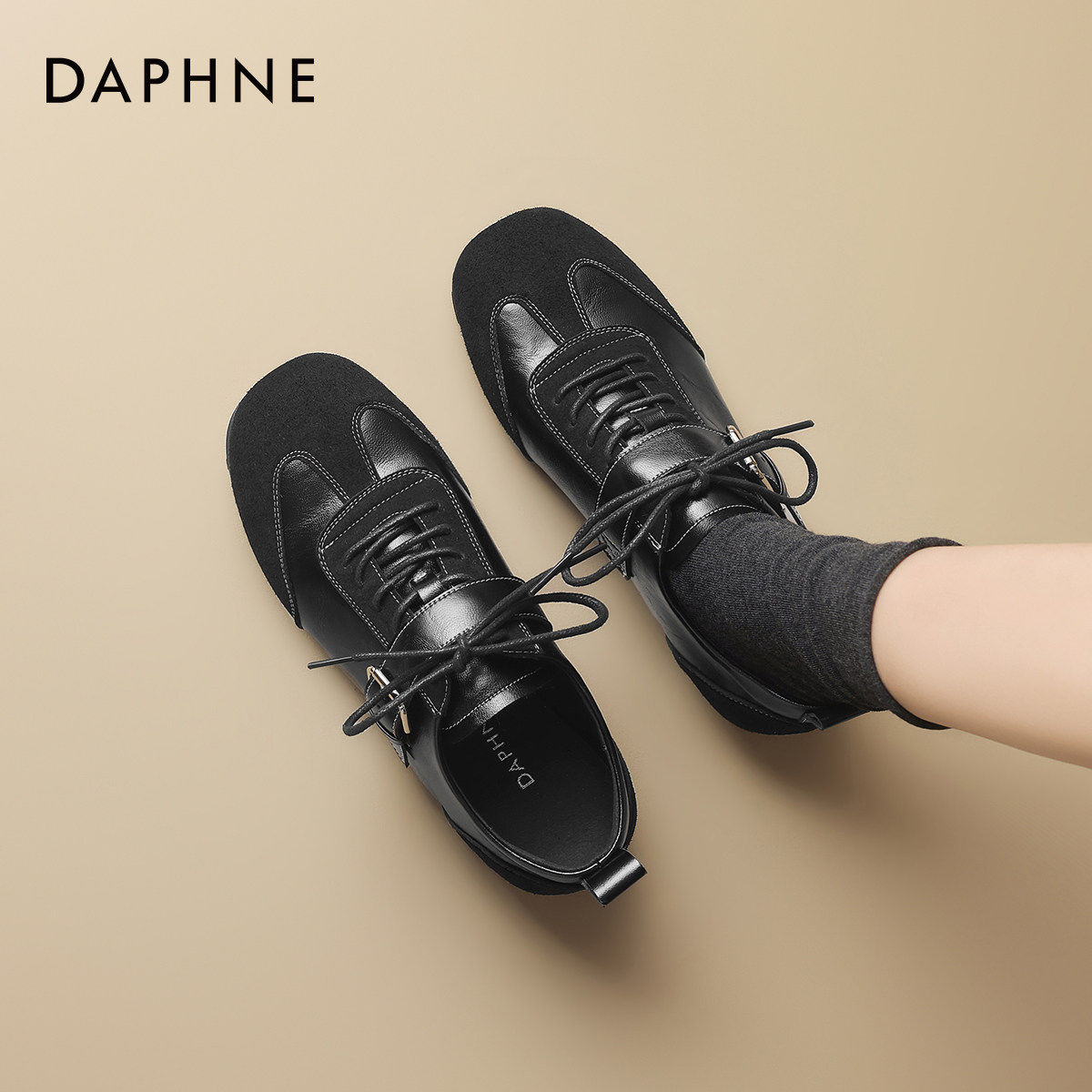 达芙妮芭蕾风德训鞋女冬季2026新款平底休闲鞋复古阿运动风甘女鞋,女鞋,德训鞋,淘宝优惠券,粉丝福利购,淘宝优惠卷