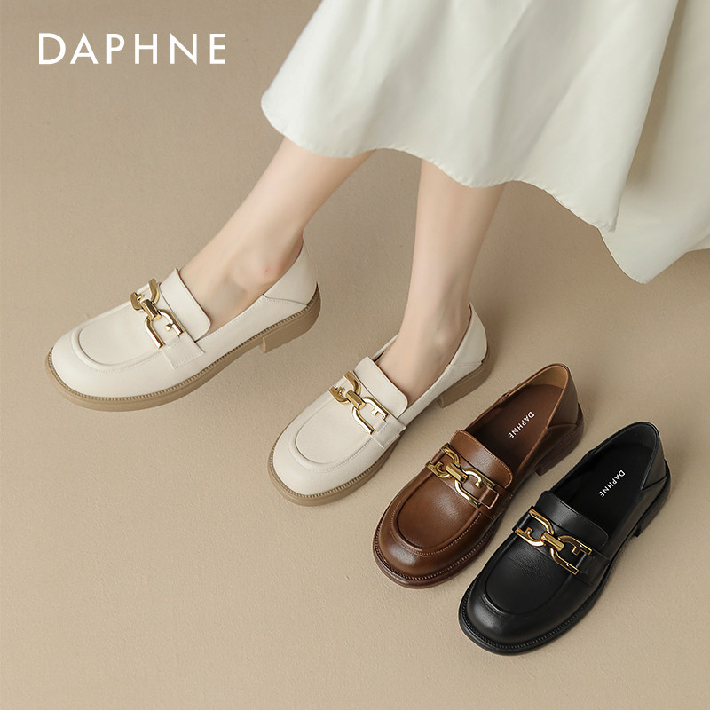 达芙妮厚底乐福鞋女2026新款春季平底单鞋女通勤软皮英伦风小皮鞋,女鞋,乐福鞋（豆豆鞋）,淘宝优惠券,粉丝福利购,淘宝优惠卷