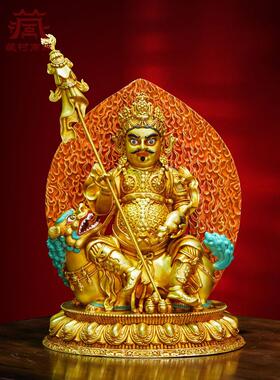 全鎏金《财宝天王》精工雕花《毗沙门天王》《多闻天王》铜像摆件
