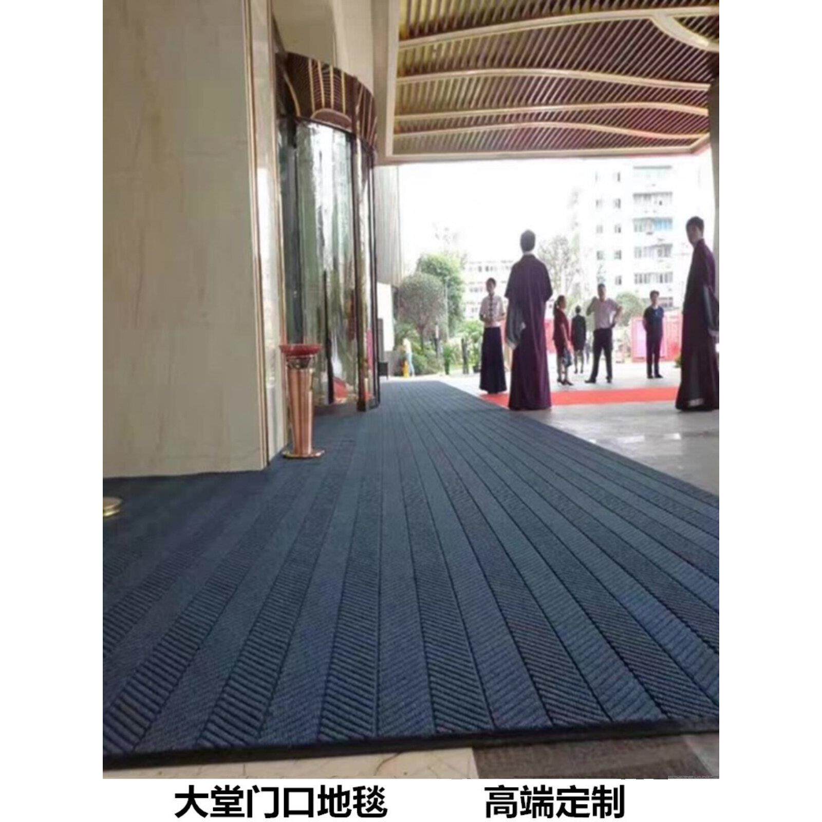 门垫定制logo门口地毯灰色条纹商用除尘地垫订做酒店大堂进门脚垫
