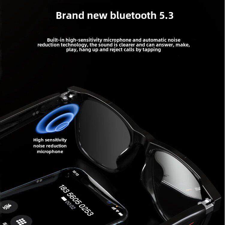 智能蓝牙5.3音乐眼镜、防蓝光太阳镜、通话太阳镜、可配近视变色