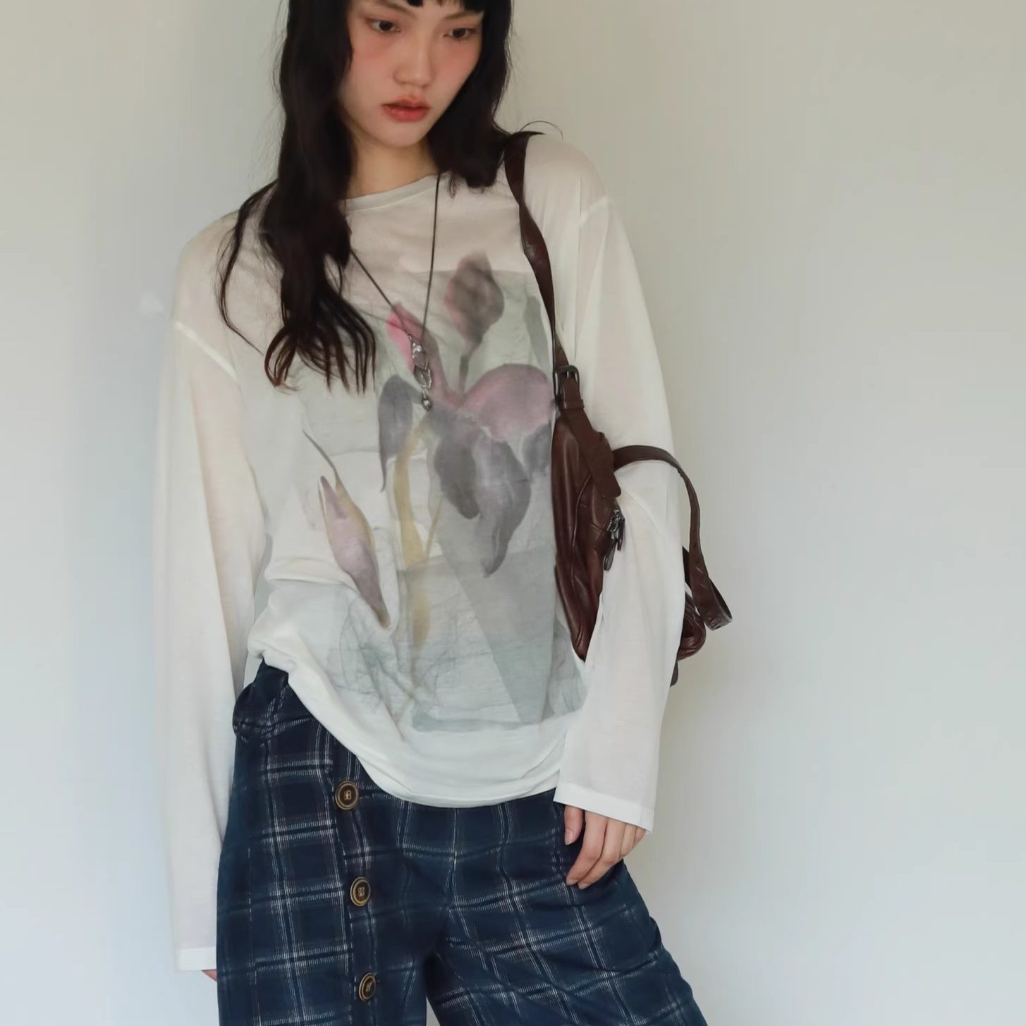 nullnone花卉印花防晒长袖T恤