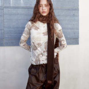 none 纽扣小高领打底衫 25FW 腰果花 天丝棉 null