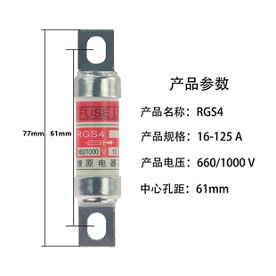 RGS4/RGS4A/RGS4B燎原快速熔断器熔芯660/1000V63A100A125A保险丝