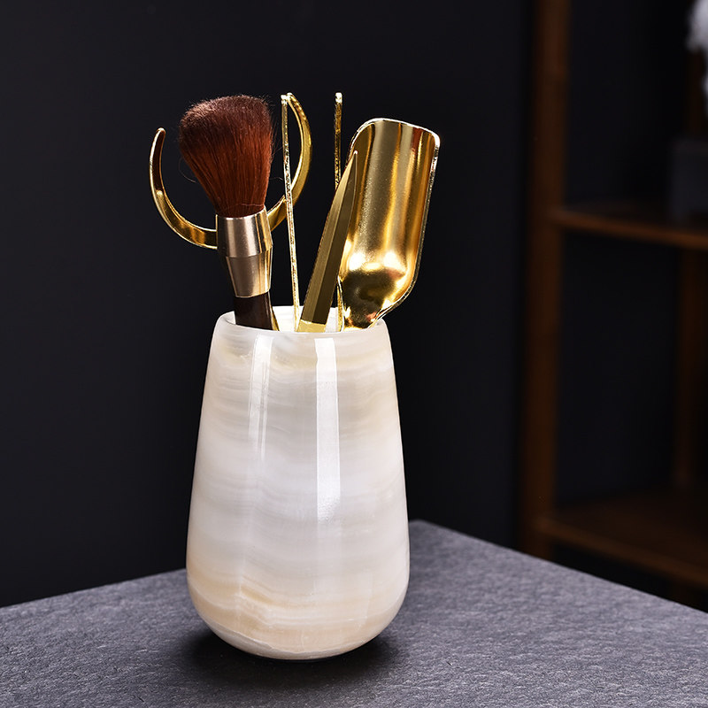 功夫茶具配件大全黑檀木玉石茶道六君子纯铜茶夹子套装泡茶工具