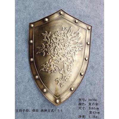 欧洲中世纪覆古罗马盾牌金属铁墙悬挂古代盾牌装饰十字军骑士盔甲