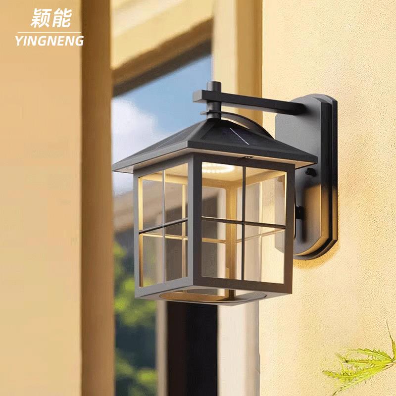 太阳能户外壁灯室外防水阳台复古中式别墅露台庭院大门新款外墙灯