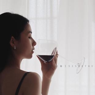 勃艮第网红水晶杯大号高脚杯葡萄酒 高端黑桃A红酒杯轻奢家用套装