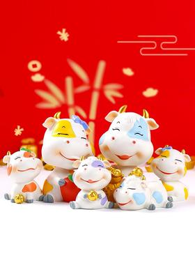 生肖牛摆件摇头招财牛年吉祥物桌面汽车用品内饰可爱创意工艺礼品