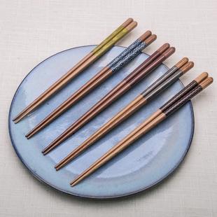 洗碗机筷可用 日本进口筷子高档家用实木原木尖头防霉防滑石田日式