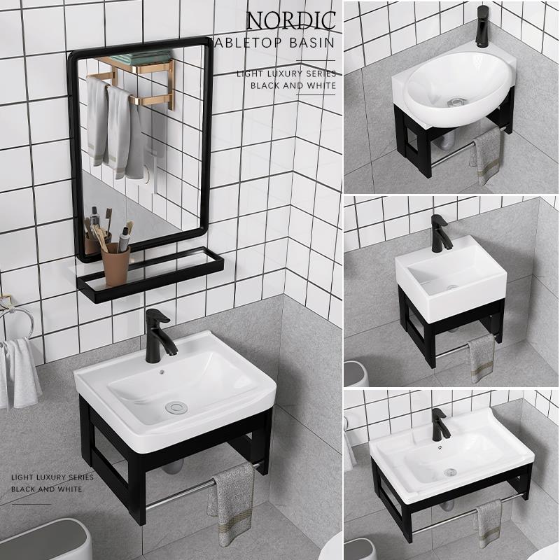 简易壁挂式陶瓷洗手盆小户型洗脸盆柜组合卫生间洗脸池洗漱台迷你