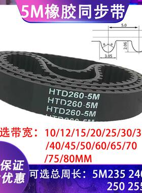 HTD5M型橡胶同步带传动带5M235 5M240 5M245 5M250 5M255皮带