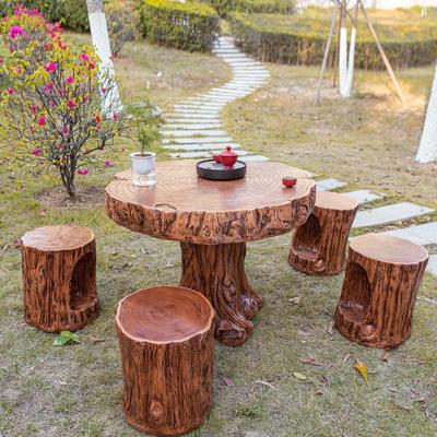 户外茶几泡茶桌椅组合整装露天庭院阳台花园休闲仿实木根雕圆桌子