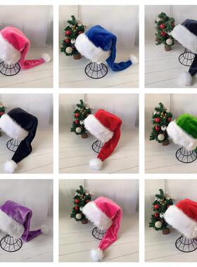 30x75cm/30x45cm 黑红长毛绒帽子 白色毛线圣诞帽 量大刺绣logo