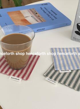 henceforth自制杯垫条纹ins风布艺隔热垫吸水防滑垫装饰摆拍道具