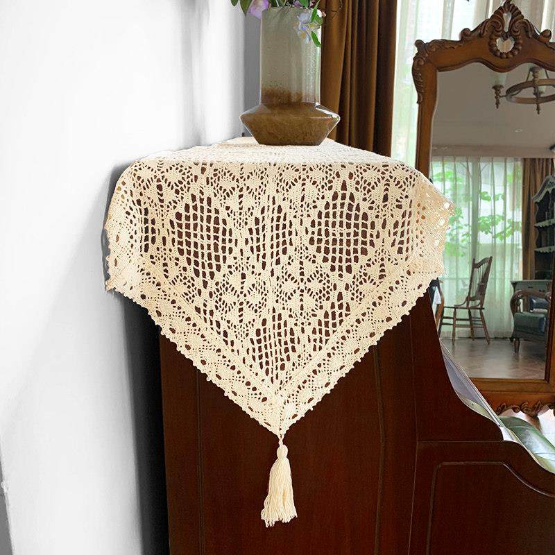 2024新款法式覆古波西米亚桌旗米色简约钢琴顶披防尘长条盖巾镂空,居家布艺,桌旗,淘宝优惠券,粉丝福利购,淘宝优惠卷