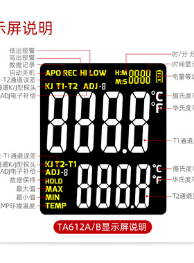 特安斯TA612A/TA612B/TA612C热电偶温度计K型接触式测温仪J型工业