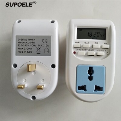 数显时控开关AL-06W PLUG IN TIMER LCD屏英规插头定时器时控开关