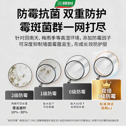 三防棵树涂内墙乳胶漆白色面漆环保净味霉母婴级儿料童漆抗甲醛