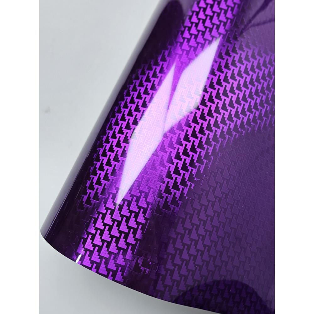 汽车内饰贴膜改色PET飞机纹电镀锻造碳纤维紫色贴纸摩托车改色膜