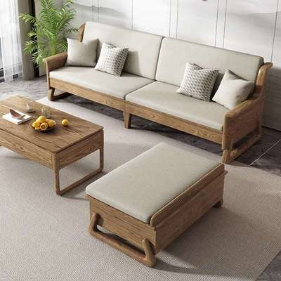 冬夏两用沙发现代简约小户型客厅新中式组合白蜡木全实木储物沙发