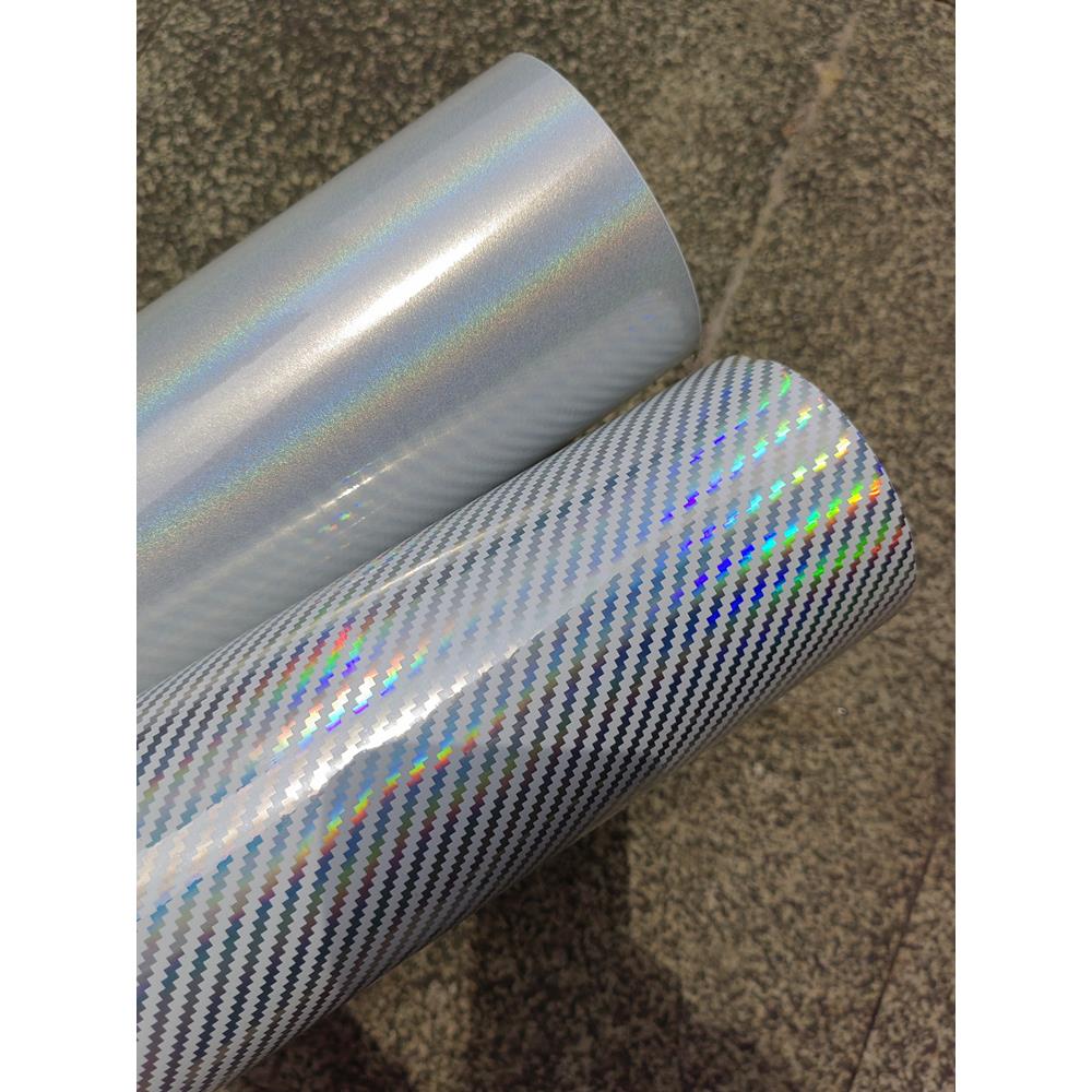 汽车全车改色膜亮白车身膜 引擎盖车顶贴膜后视镜镭射白碳纤贴纸