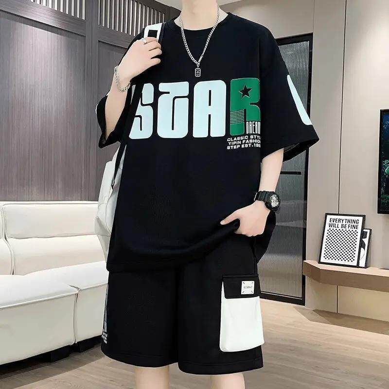 【下单立减50】Z男士夏季休闲套装少年宽松大码短袖T恤套装GG328