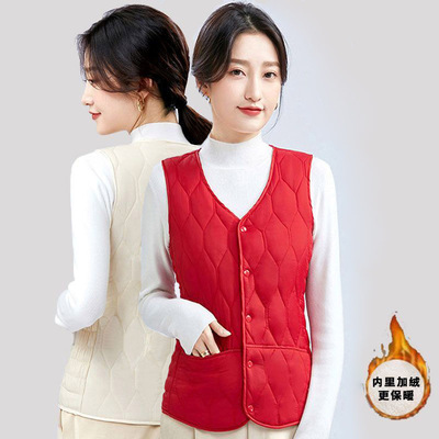 【下单立减50】H2025新款秋冬女短款羊羔绒加厚内穿马甲修身NZ655