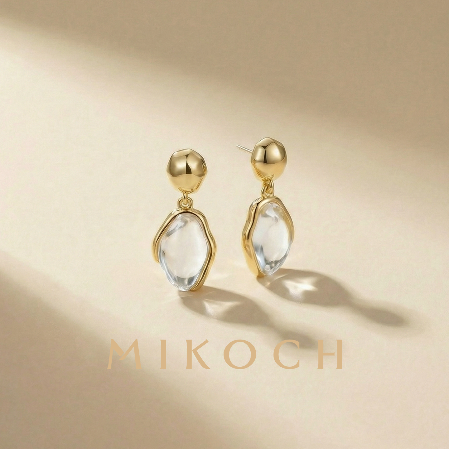 MIKOCH白水晶耳钉女款2026高级感轻奢小众配饰复古文艺耳饰