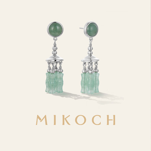 MIKOCH明星同款绿竹耳环小众设计