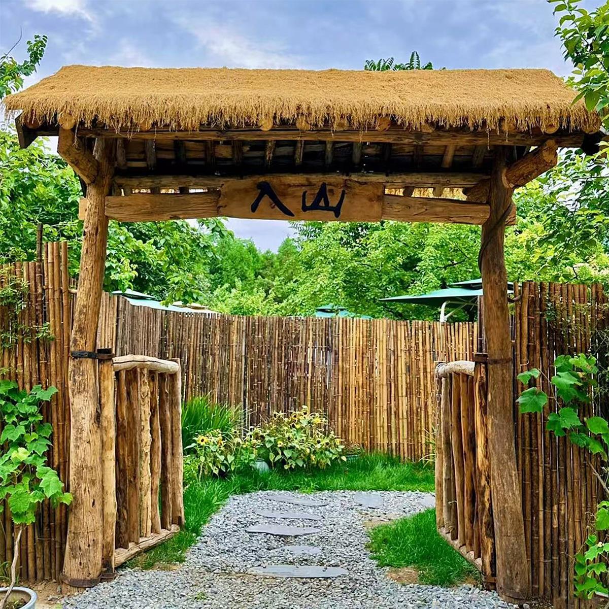 户外门楼原木门头花园仿古民宿农家乐营地门庭院入户景区大门